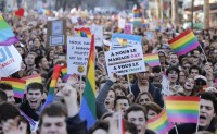 Manifestación homosexuales gays Paris Francia